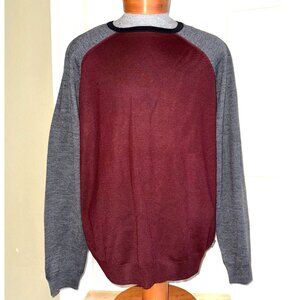 Armani Collezioni size XL maroon/black/gray color block lightweight sweater EU56